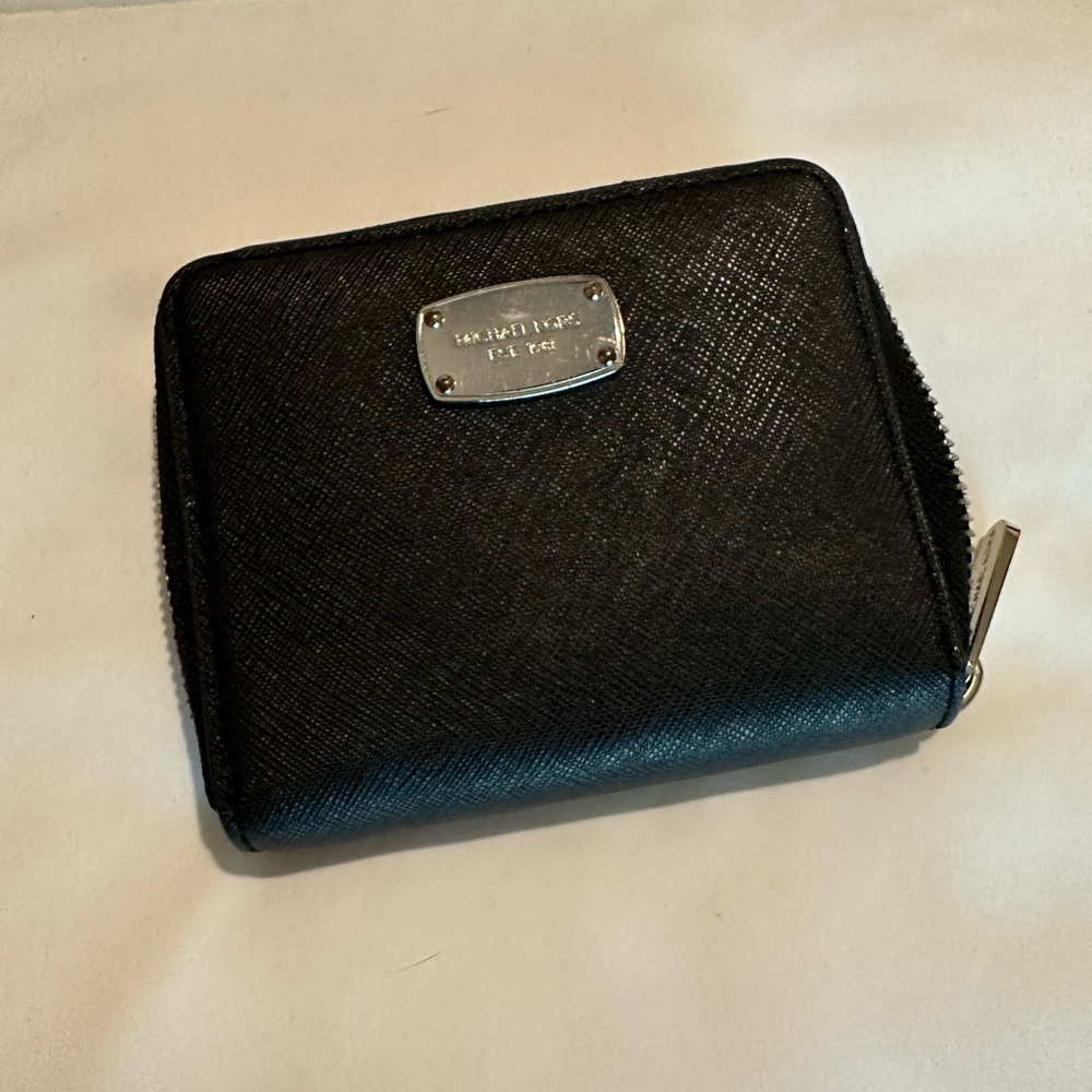 Black Wallet with Silver Logo Plate